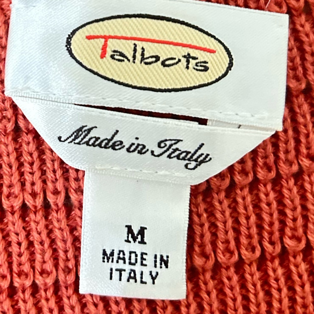 Talbots Brick terracotta boyfriend big button Cardigan knit Sweater italy medium - Picture 10 of 11